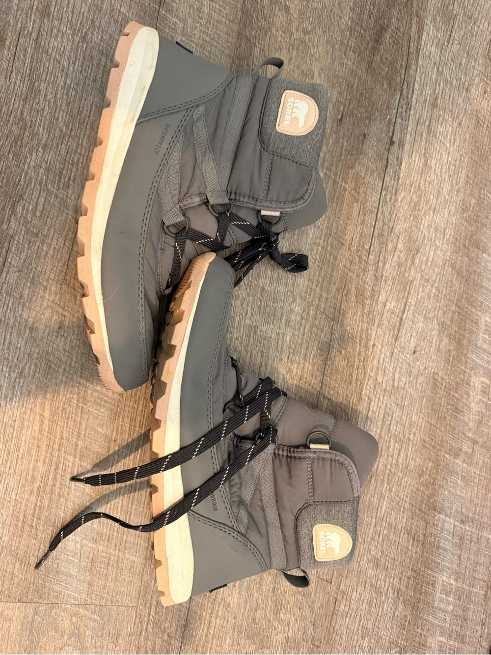 Sorel Gray and Black Lace-Up Insulated Winter Boot